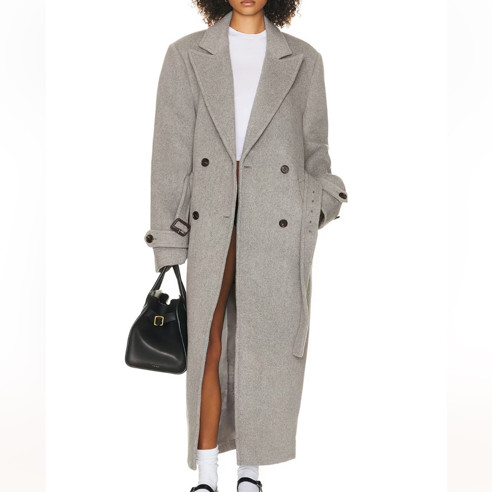 HELSA GREY Bold Shoulder Long Coat